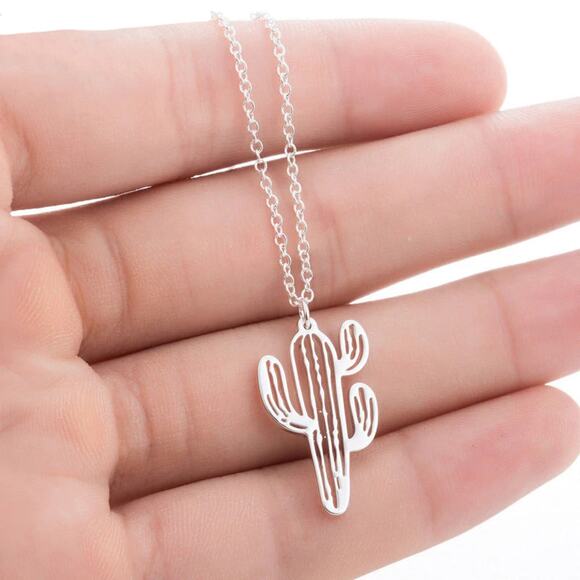 Cactus Silver Dainty Necklace45 - Picture 2 of 2